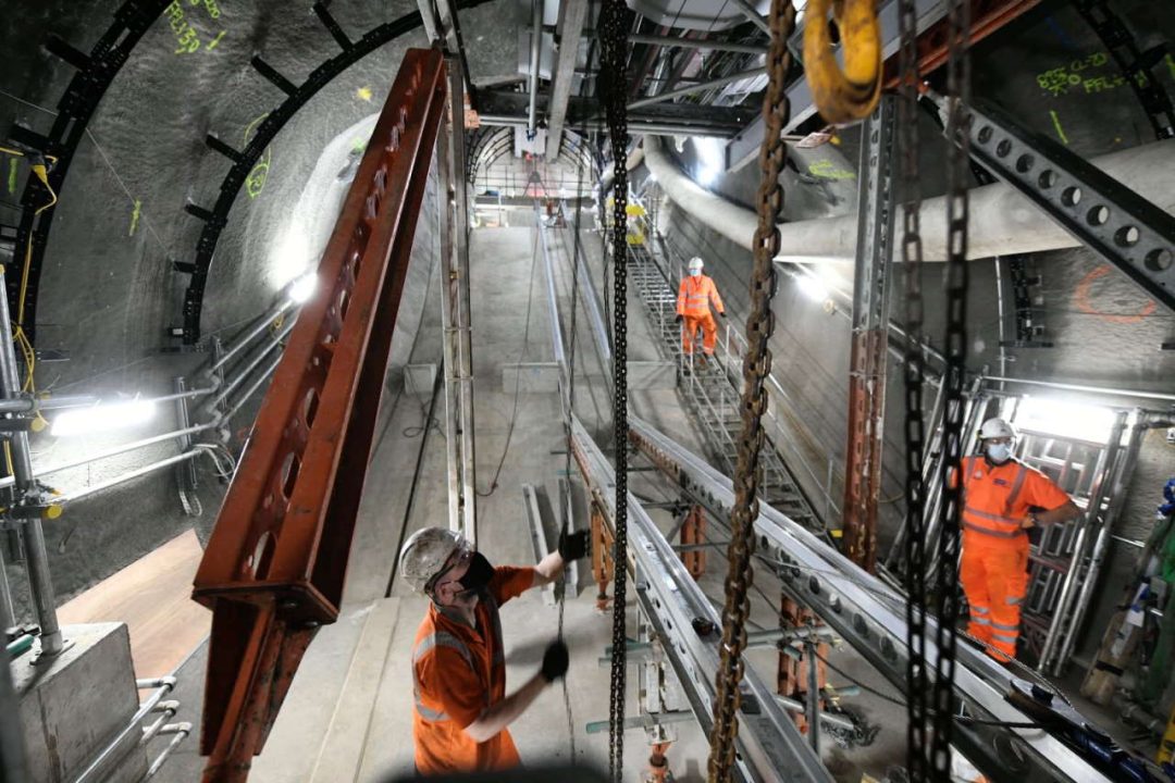 Work on a new escalator to the Central line from the new customer areas at the Bank