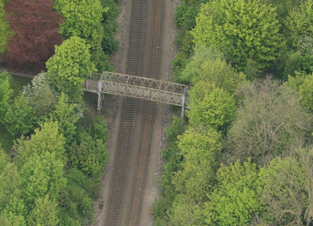 Byram footbridge in the village of Brotherton near Selby