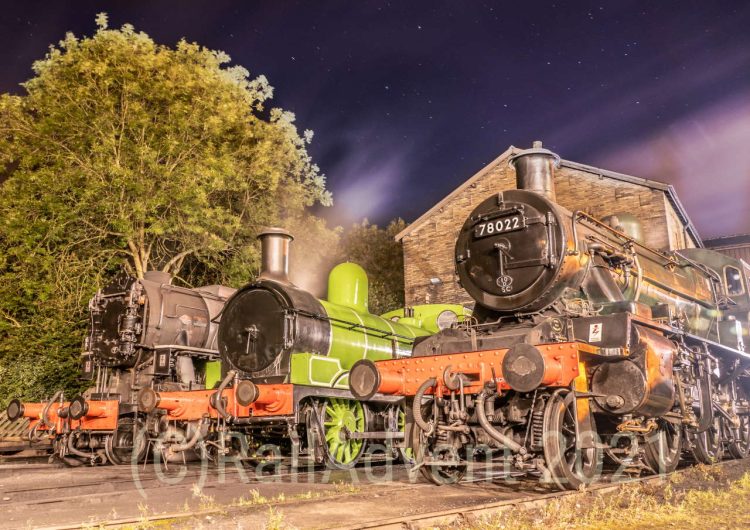 5820, 957 and 78022 at Haworth MPD, Keighley and Worth Valley Railway