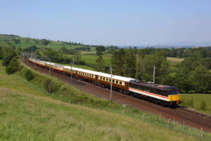 87002 in INTERCITY livery works the 5Z86 Crewe to Carlisle at Lambrigg