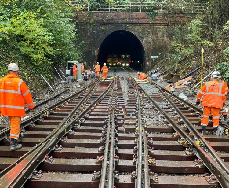 Salisbury tunnel junction with points now in place