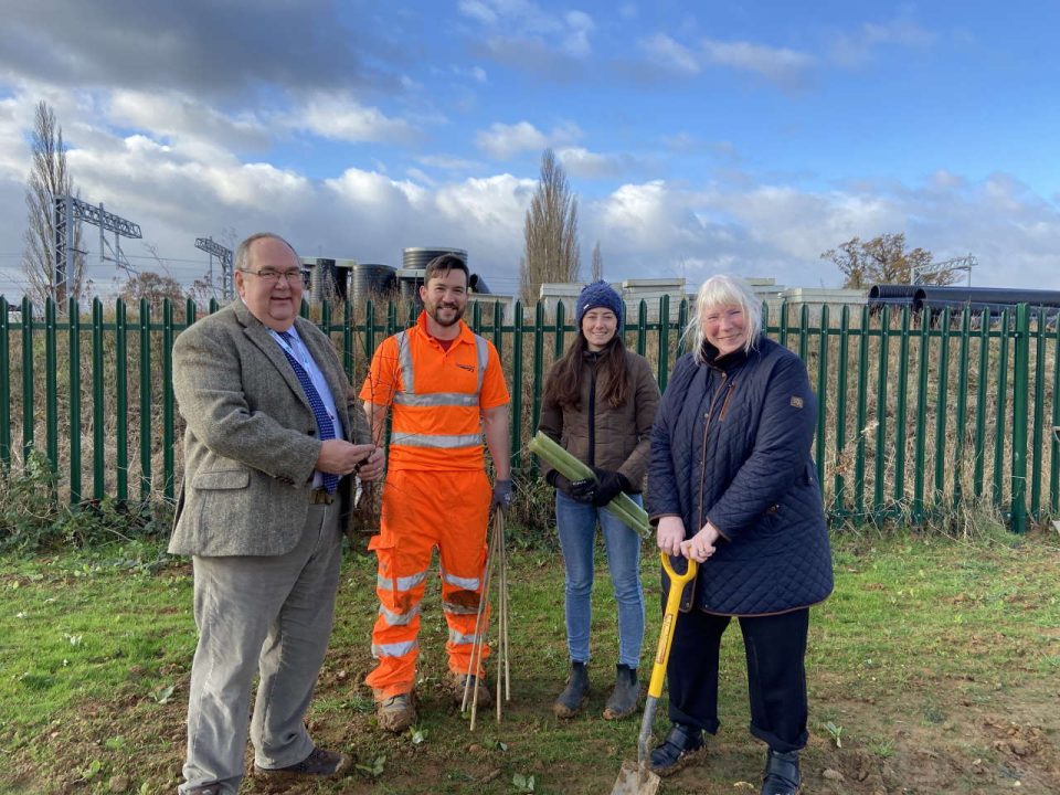 L to R - Cllr Clive Hallam, Cllr Harriet Pentland, Cllr Lora Lawman and Hamish Critchell-Ward, Network Rail