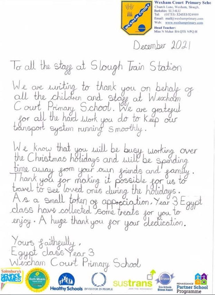 The letter from the school children