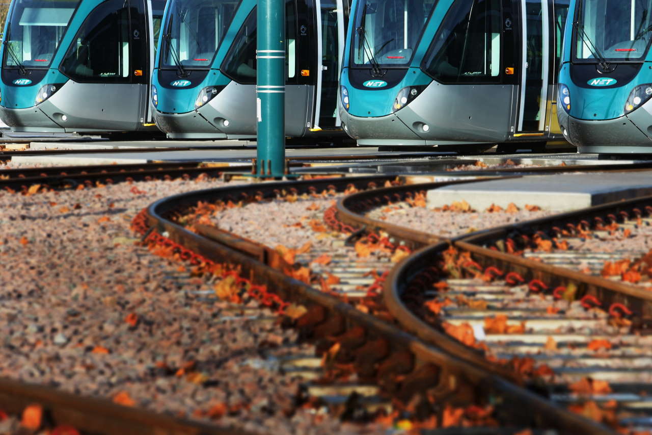 Trams Line Up At Depot