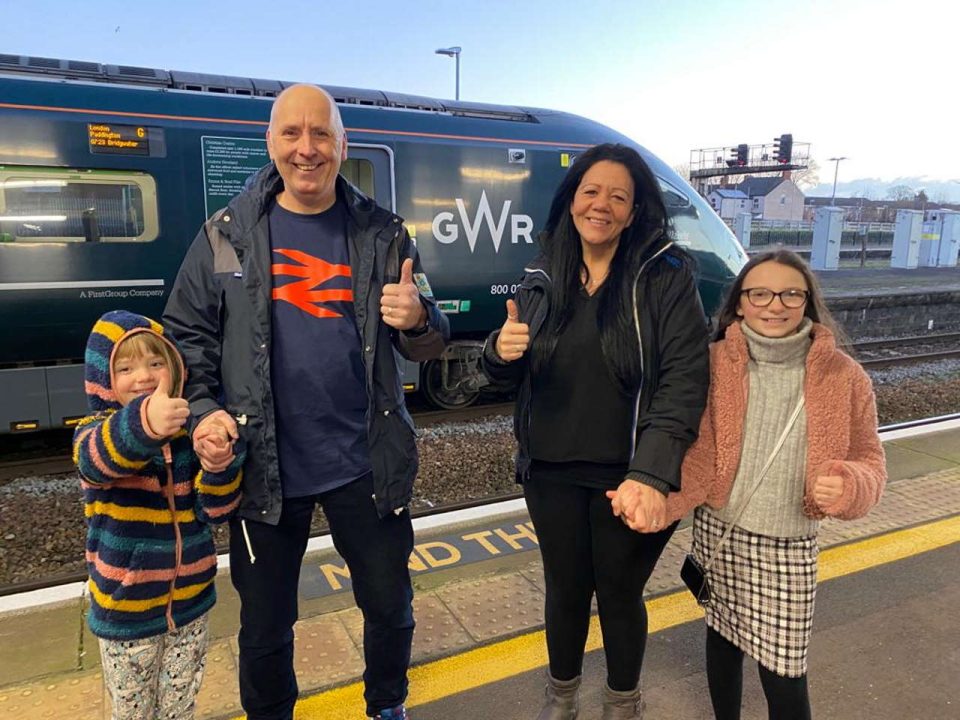 Christopher Dando with his daughter Edith, left, and Evette Wakely with her step-daughter Esme