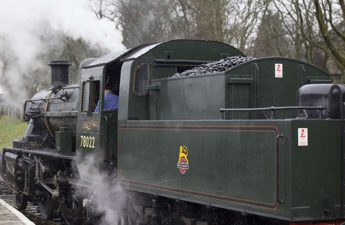 Keighley and Worth Valley Railway based Standard '2MT' No. 78022 during the bio-coal trials.