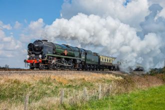 Mechant Navy steam loco 35006 has Dorset stay extended