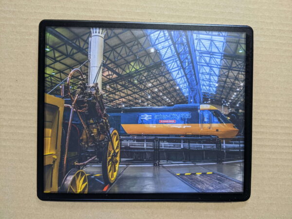 Steam locomotive and high speed train mouse mat – Rocket and 43002