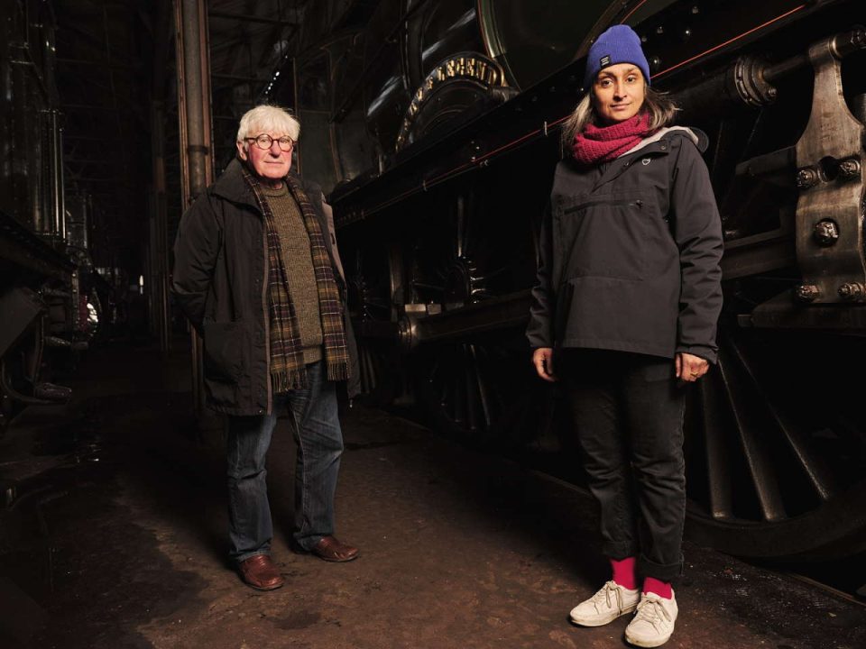 Savinder Bual with Didcot Railway Centre volunteer Frank Dumbleton