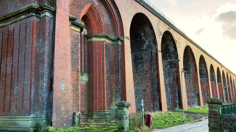 Whalley Viaduct intricate brickwork from ground level