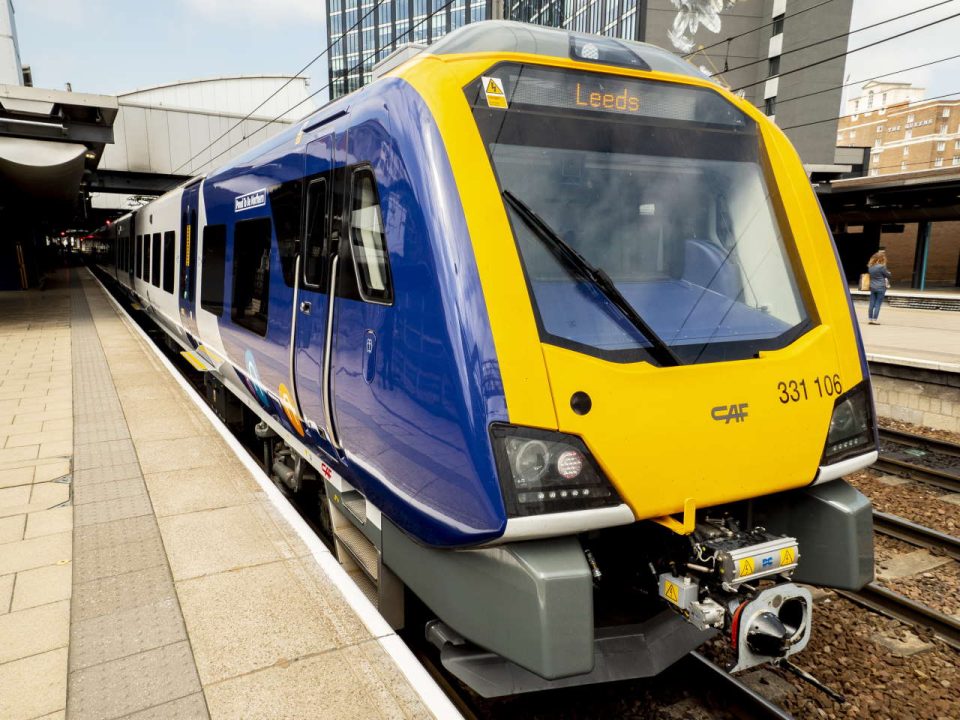 Northern train departing Doncaster for Leeds