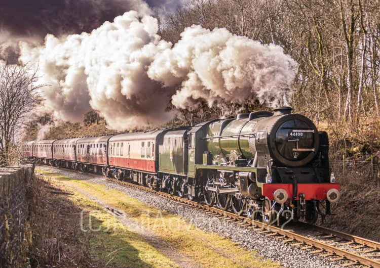 46100 Royal Scot approaches Irwell Vale, East Lancashire Railway