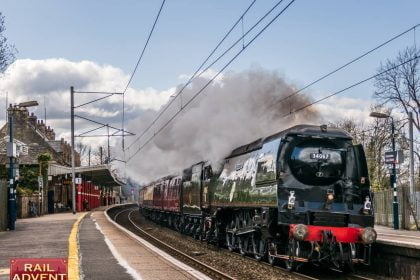 34067 Tangmere heads The Northern Belle through Oxenholme Lake District