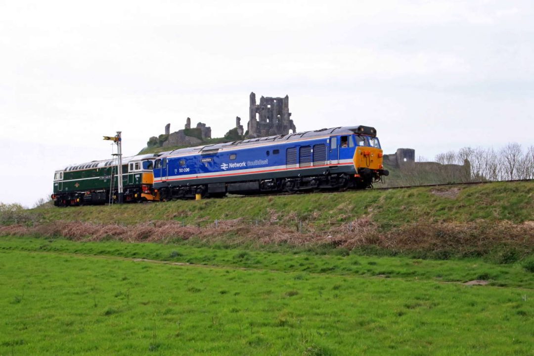 Class 50 50 026 Class 33 D6515 Corfe Castle Friday 22 April 2022