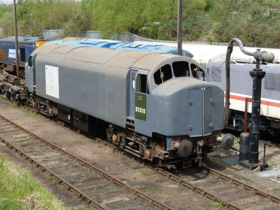 Baby Deltic parked outside at Barrow Hill Roundhouse