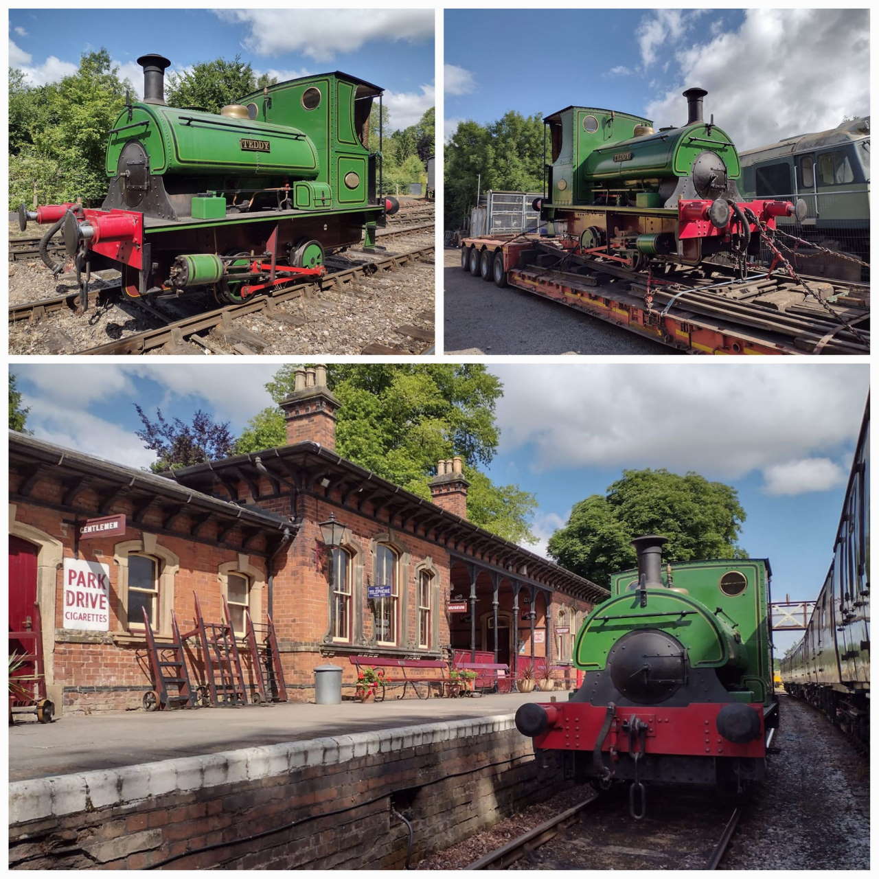 Peckett 2012 Teddy arrives at the Battlefield Line