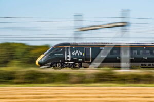 GWR IET No. 800004 ‘Isambard Kingdom Brunel’ is captured at speed along the Great Western Mainline near Challow on 28th August 2017.