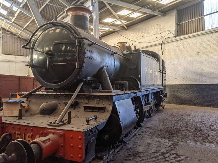 On display in Barrow Hill Roundhouse, Chesterfield, 5164 patiently waits for its future overhaul