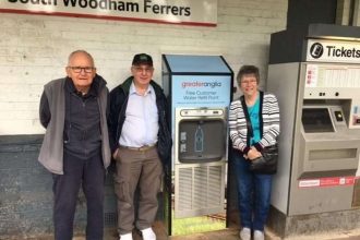 Passengers get free water refills at Essex railway station