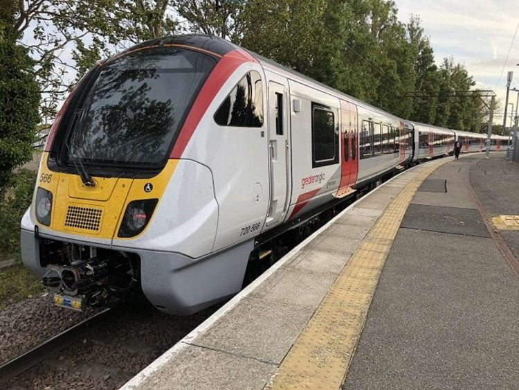 One of Greater Anglia's new trains at Walton-on-the-Naze.