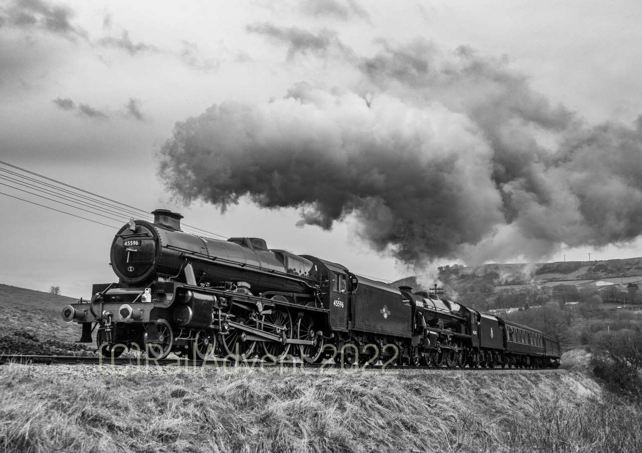 45596 Bahamas and 46100 Royal Scot head to Oakworth, Keighley and Worth Valley Railway