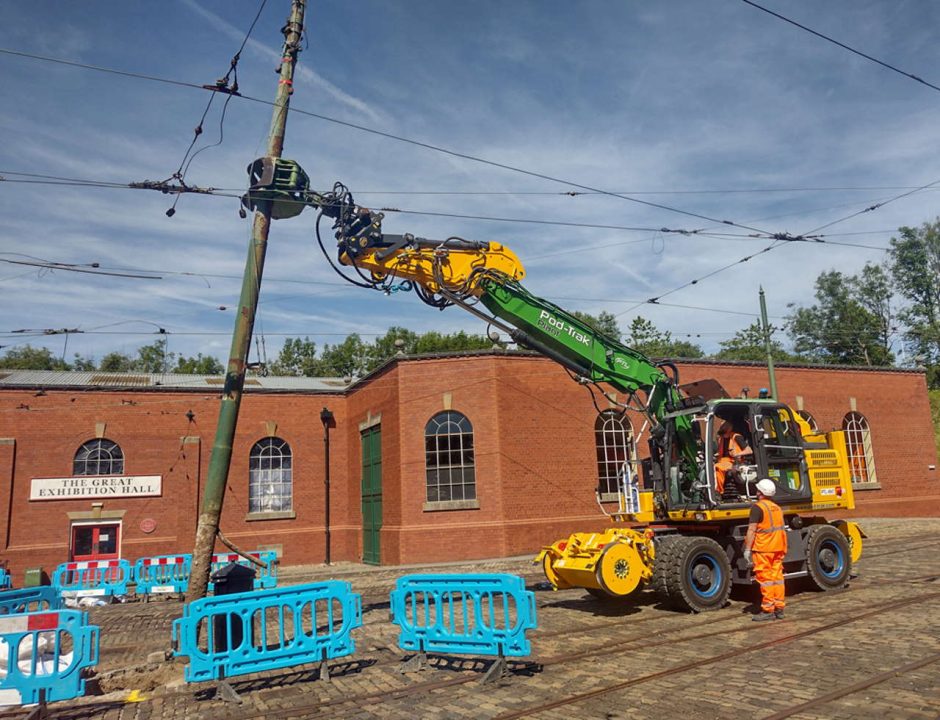 Pole being extracted