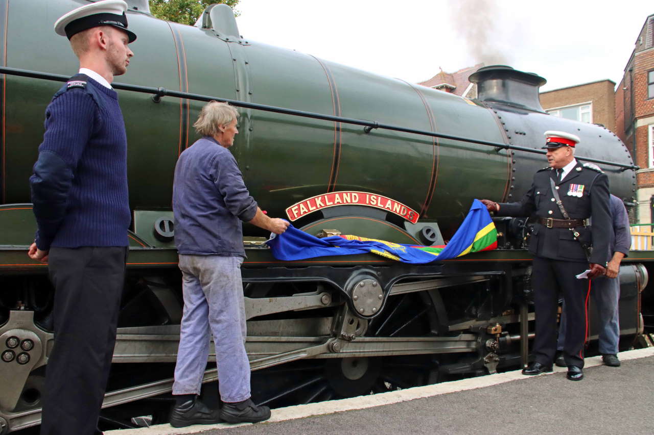 The Jubilee steam renamed in Swanage for the anniversary of