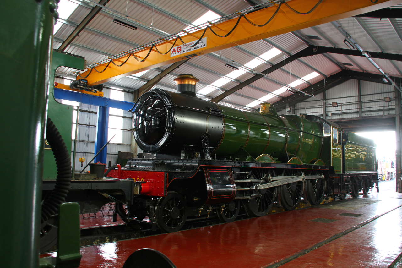 4930 Hagley Hall undearneth the new 6.5 ton overhead crane at Bridgnorth Locomotive Works