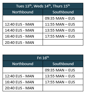 Additional services from Avanti West Coast