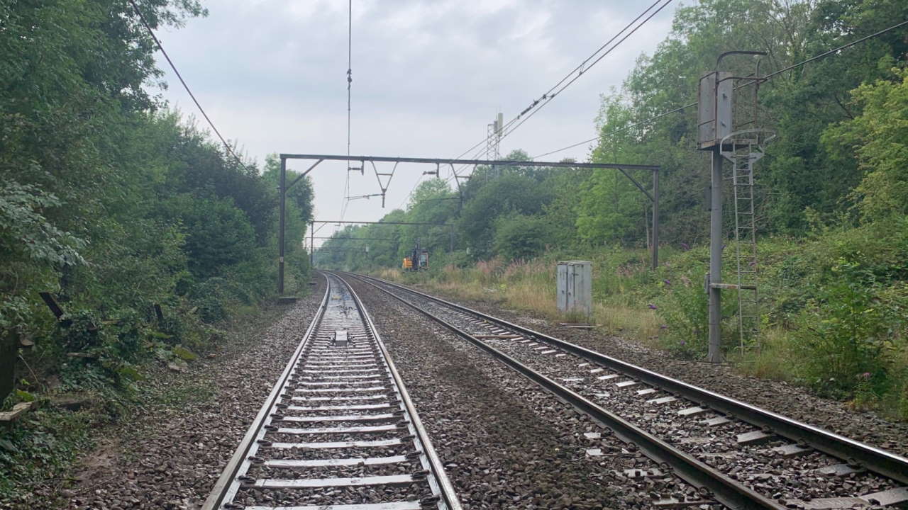 Cleared track after flood water subsided from burst water main in AudenshawCleared track after flood water subsided from burst water main in Audenshaw