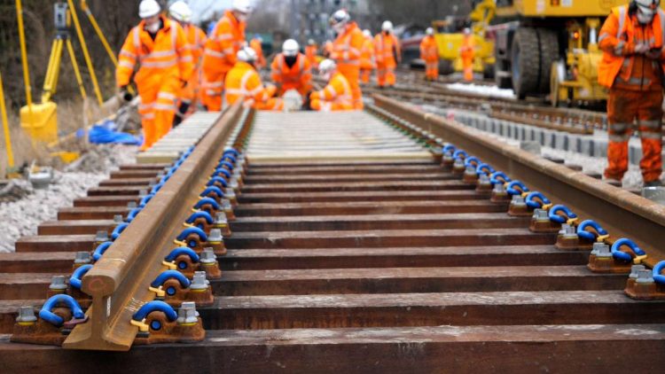 New track being installed during engineering work