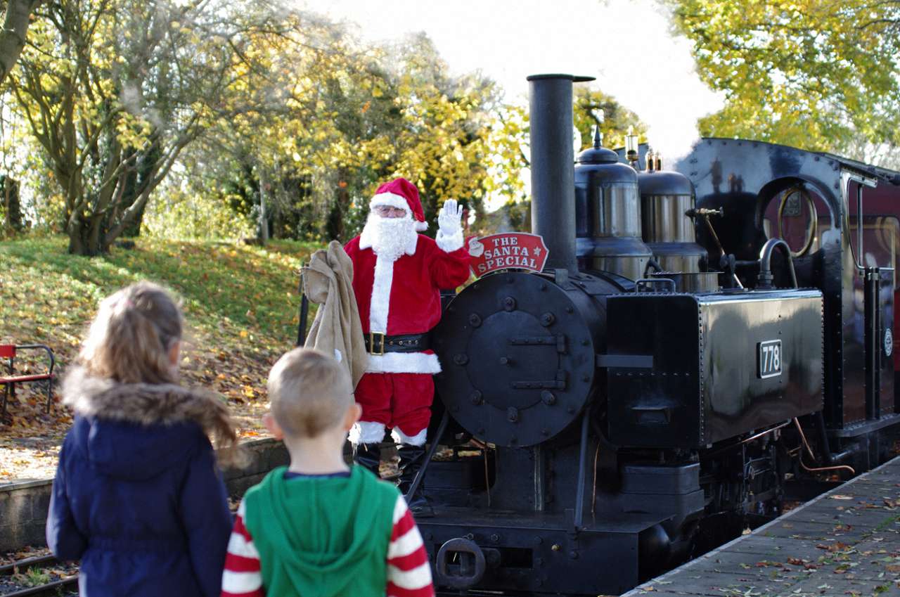 Santa greets children