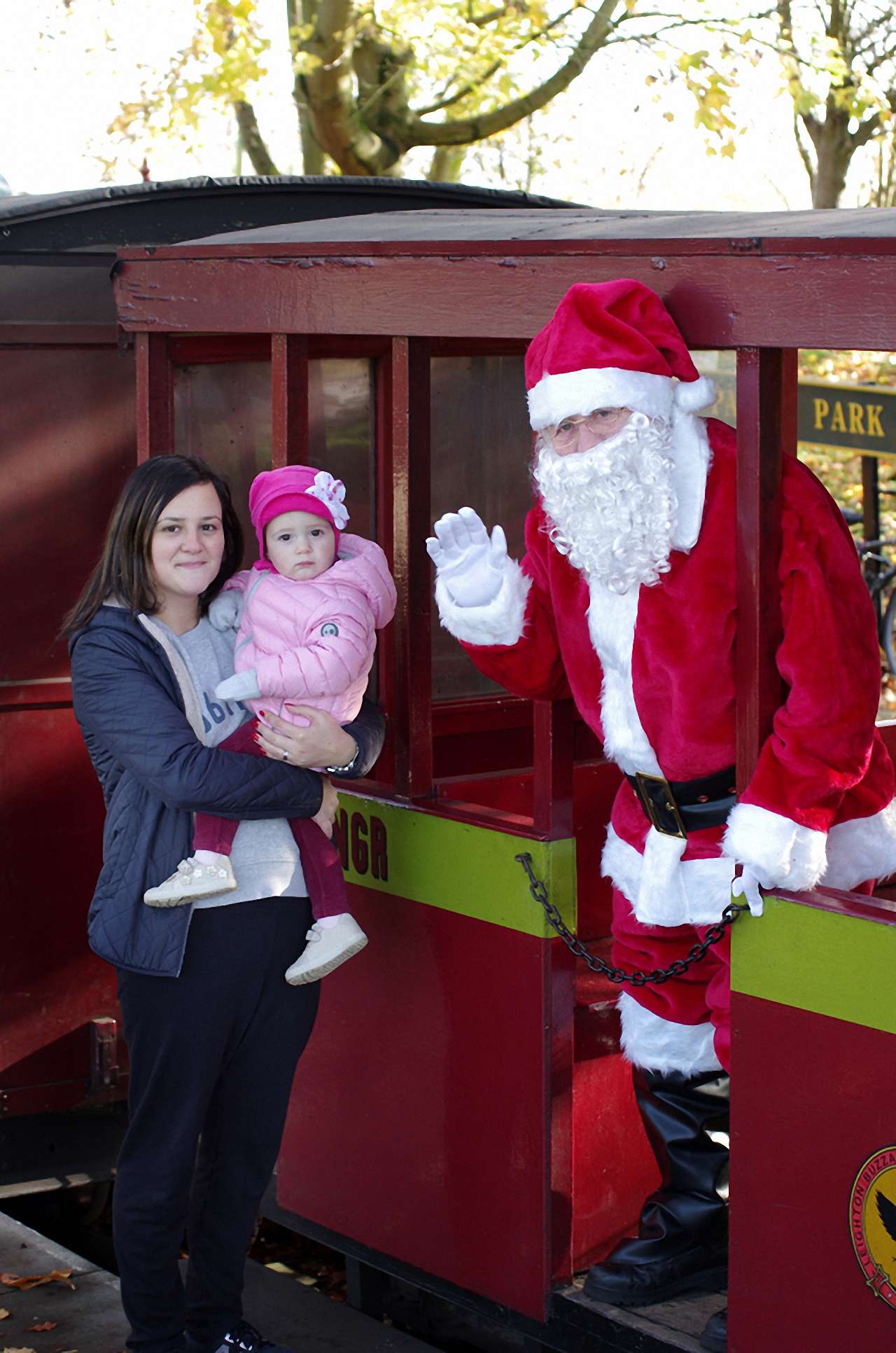 Santa greets family