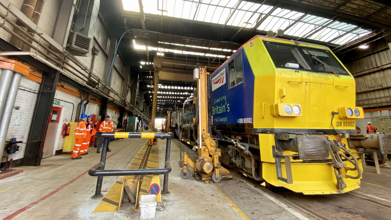 Autumn treatment train in Wigan depot