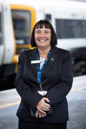 Deborah on the platform at Dartford Station