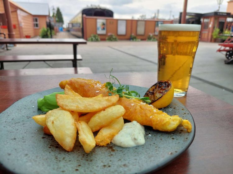 Fish, Chips, Peas and Pint in the K&C