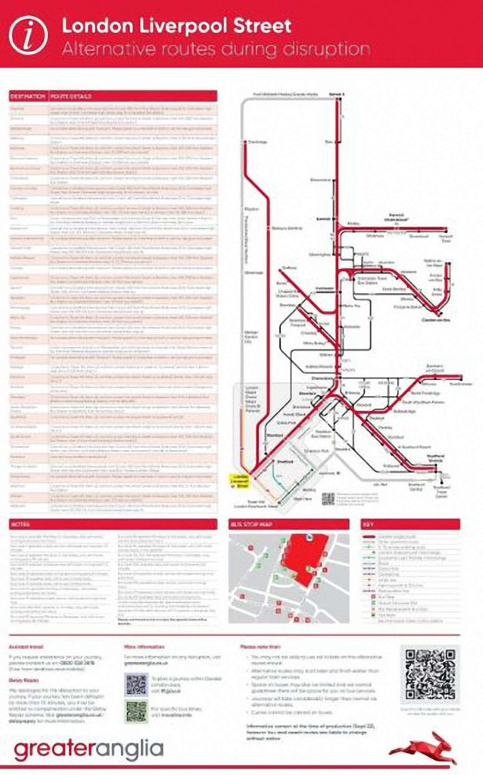 Greater Anglia maps show travel alternatives during delays