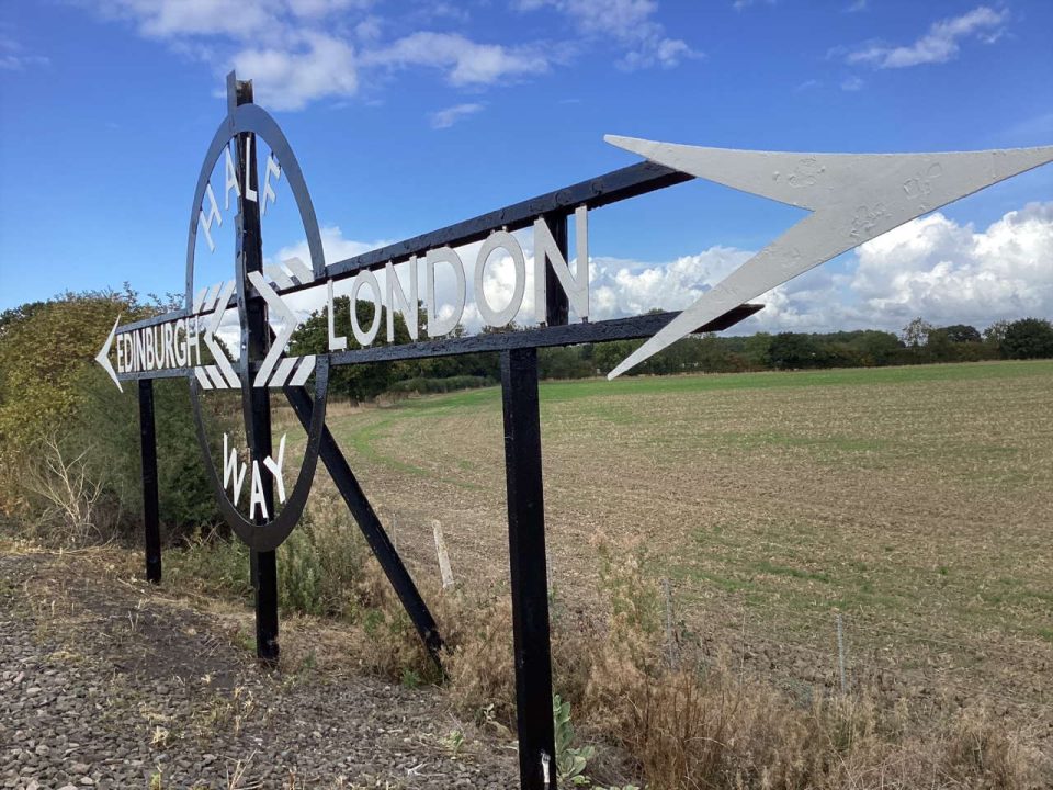 Halfway sign on the East Coast Main Line