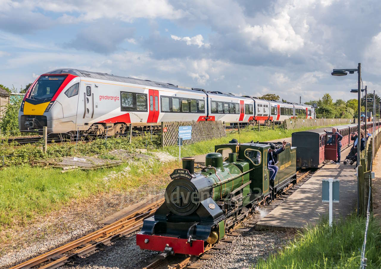 Spitfire and Greater Anglia train at Wroxham