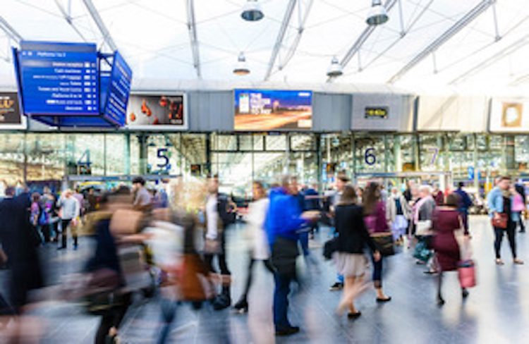 Passengers at a station