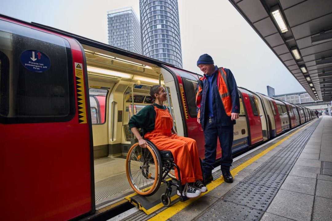 A customer using the bridging device. Photo credit - Transport for London