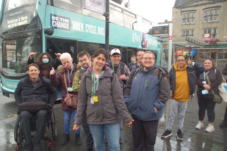 Group by bus stop at Brighton railway station