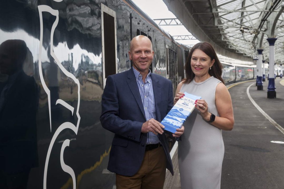 Caledonian Sleeper managing director Kathryn Darbandi with Mac Mackie, Managing Director of Mackie’s