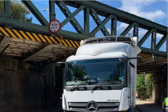 Fine and 6 months HGV ban for driver who got stuck under Brighton main line bridge