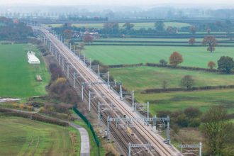 First electric wires put in place for the Transpennine Route Upgrade between Church Fenton and Colton Junction