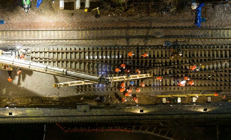 Installing new track crossing at Holbeck, Leeds 3