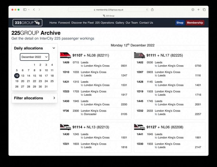 Screenshot of archive - Credit 225 Group