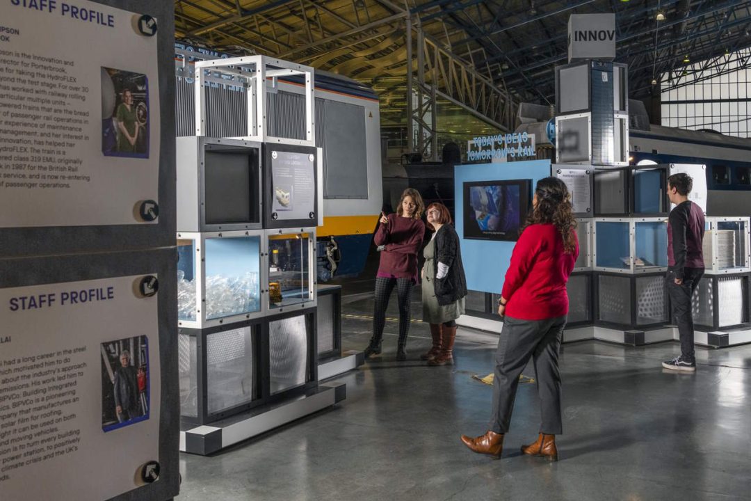 Visitors looking at the Decarbonisation season of Innovation Platform at the National Railway Museum, credit NRM