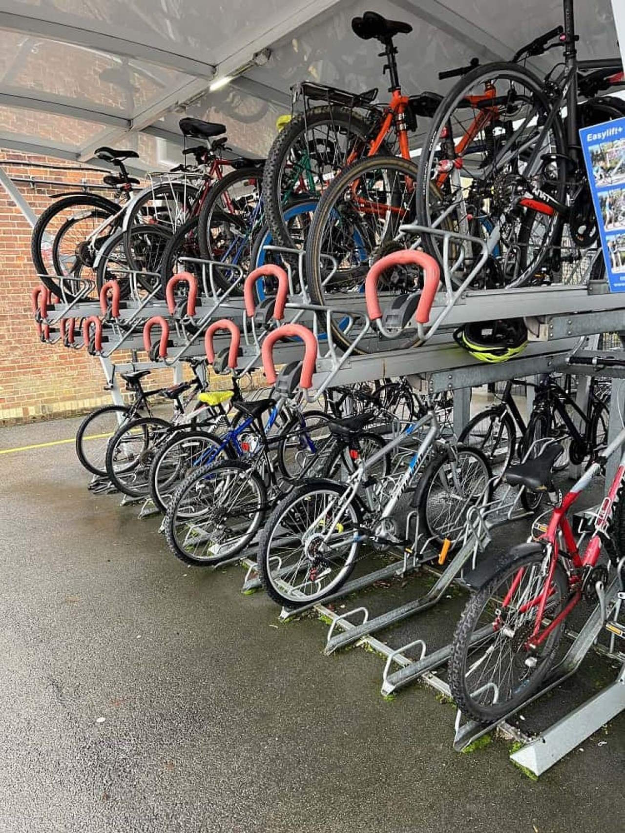 The bike rack being replaced at Ely.