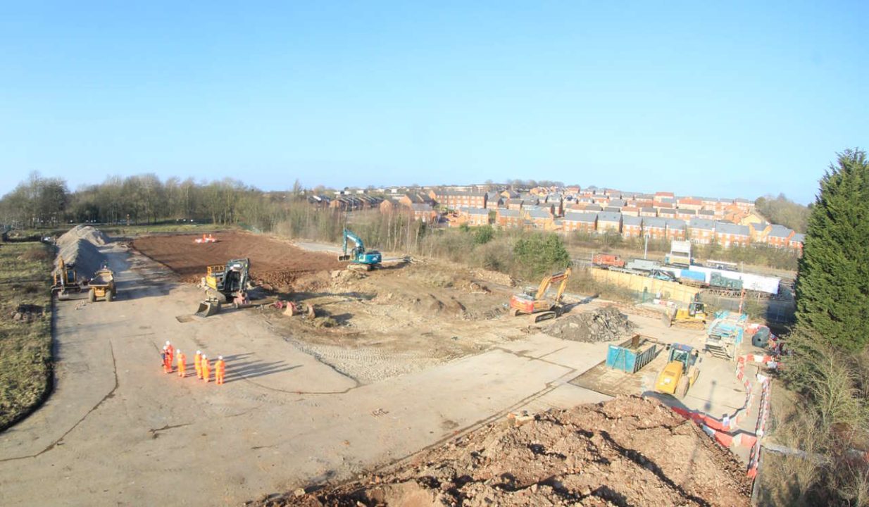 Aerial shot of the site of New Hall, Locomotion